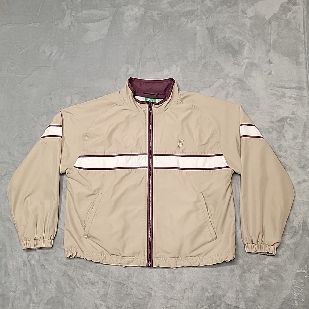 VTG Prince Jacket Mens Medium Tan Fall 2000 Windbreaker Tennis Track Warm Up